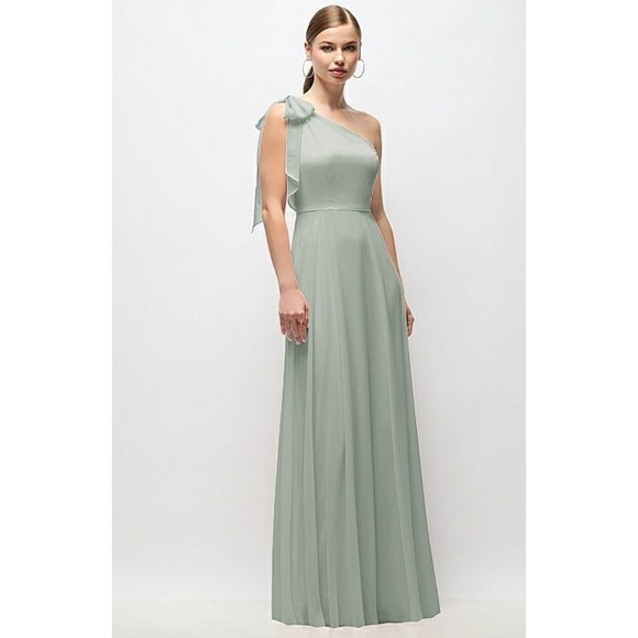 After Six Dresses & Skirts - After Six One Shoulder Maxi Dress Willow Green Chiffon Bridesmaid 1561 Sz 0R